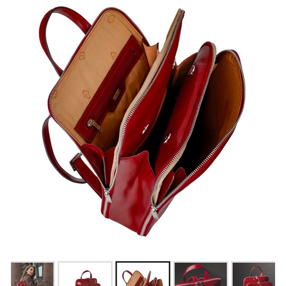 Time Resistance Womens Convertible Leather Backpack Shoulder Bag - Clarissa Red - Picture 14 of 16